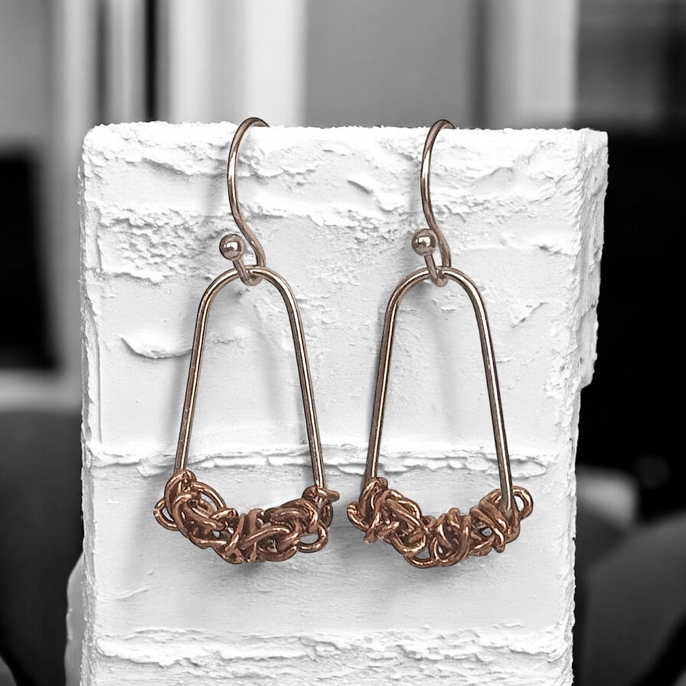5 For $25💫Silver Geometric Style Antique Gold Chain Accent Earrings